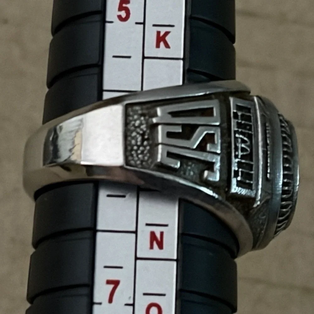 McDonald's Service Ring Vintage Signet‎ Silver Tone 15 Year Logo Size 6 1990s